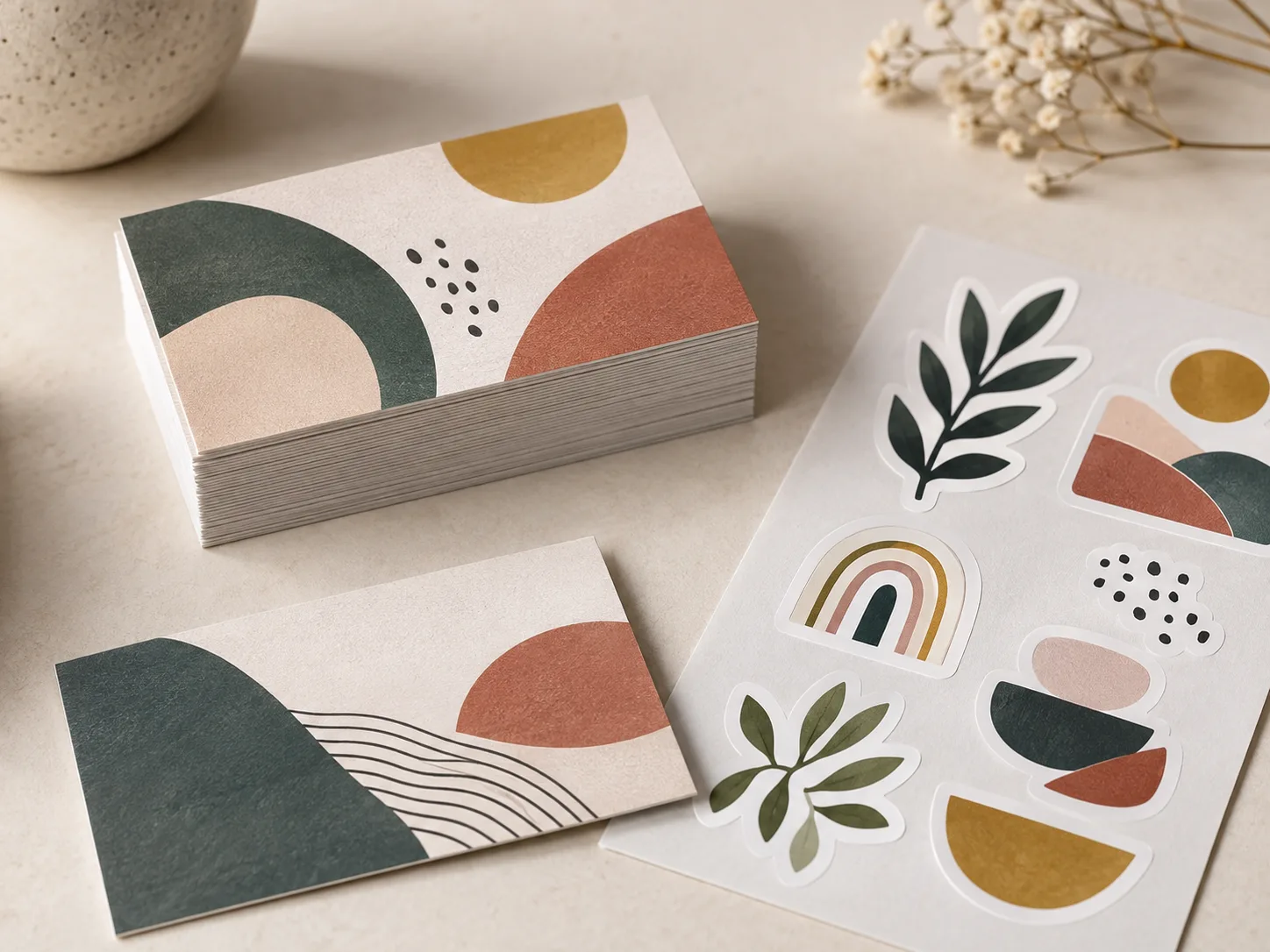 Tarjetas y stickers personalizados impresos
